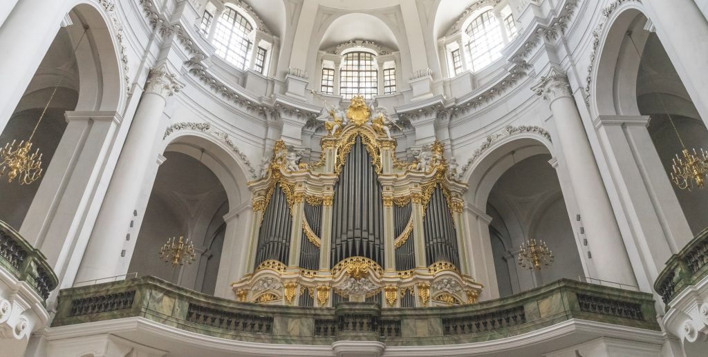 Beautiful Pipe Organ in White Interior